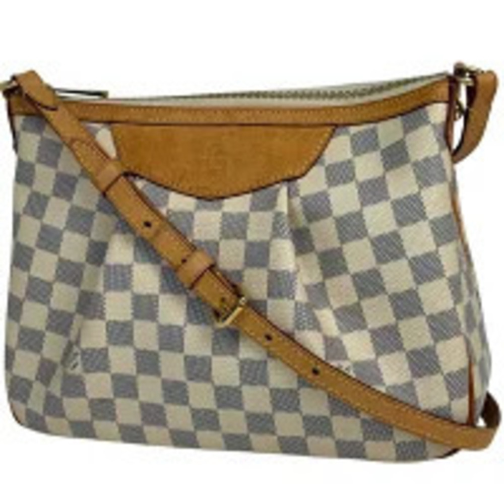 Louis Vuitton Siracusa Crossbody Shoulder Bag Damier Azur White